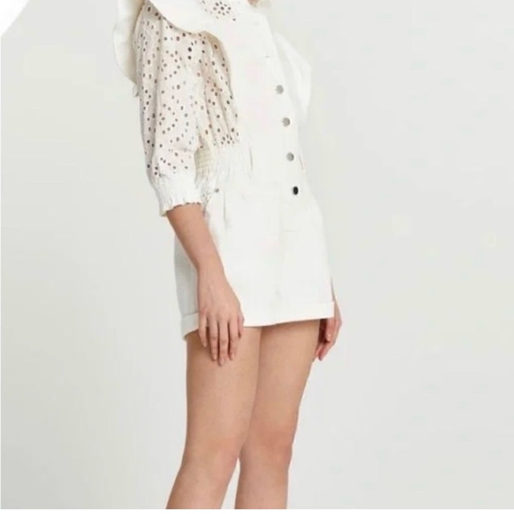 White Eyelet Sleeve Romper River Island